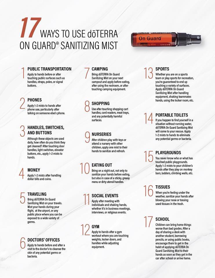 17 ways to benefit from Sprayer of essential oils as a mist. On Guard.